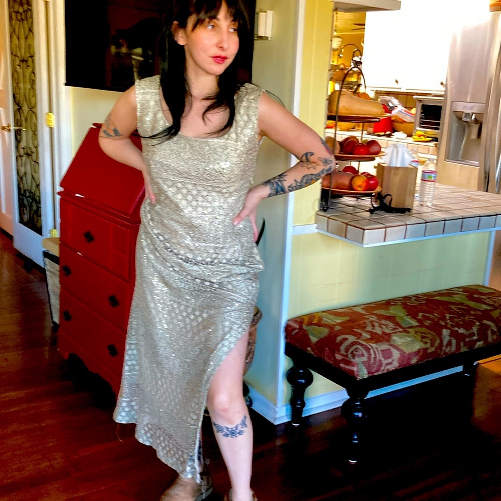 Vintage lace and sparkle maxi dress